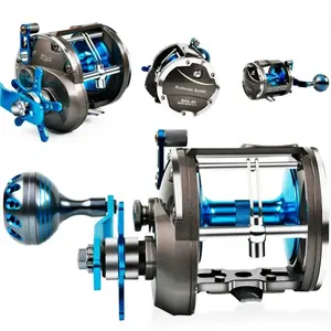 Sea Fishing Reel Trolling Fishing Reel  Aluminum CNC Machined Saltwater Level Wind Reels, Drag Reels Boat Fishing Ocean Fishing for Sea Bass Grouper Salmon
