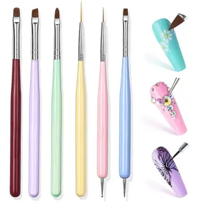Professional Nail Art Brush Set, 6-Piece Gel Painting Kit with Flower Design, Perfect for Home & Salon Use, Essential Nail Tools, Manicure