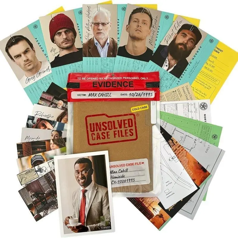 Kashir Max Case Detective Game Unsolved Mystery Files, Cold Murder Suspense Game, Suitable for 14+ Players, Friends Party Halloween Christmas, Party Cards Game, Card Games