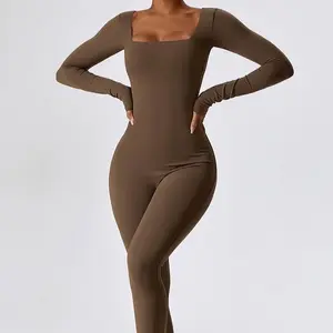 Make Your Move Long-Sleeved Sporty Jumpsuit solid long sleeve Bodysuit