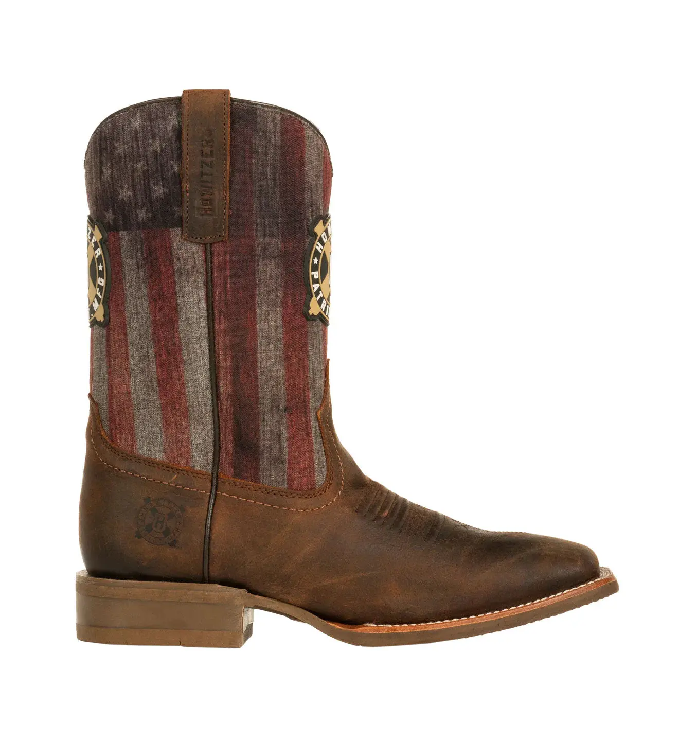 Howitzer Men's Freedom Flag Leather Mid-Calf Western Boots - Pull-On Square Toe, Goodyear Welt, Made in USA, Shoe