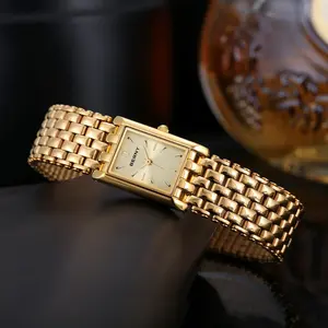 Luxury Small Gold Square Quartz Watch for Women – Stainless Steel, Casual Fashion BERNY