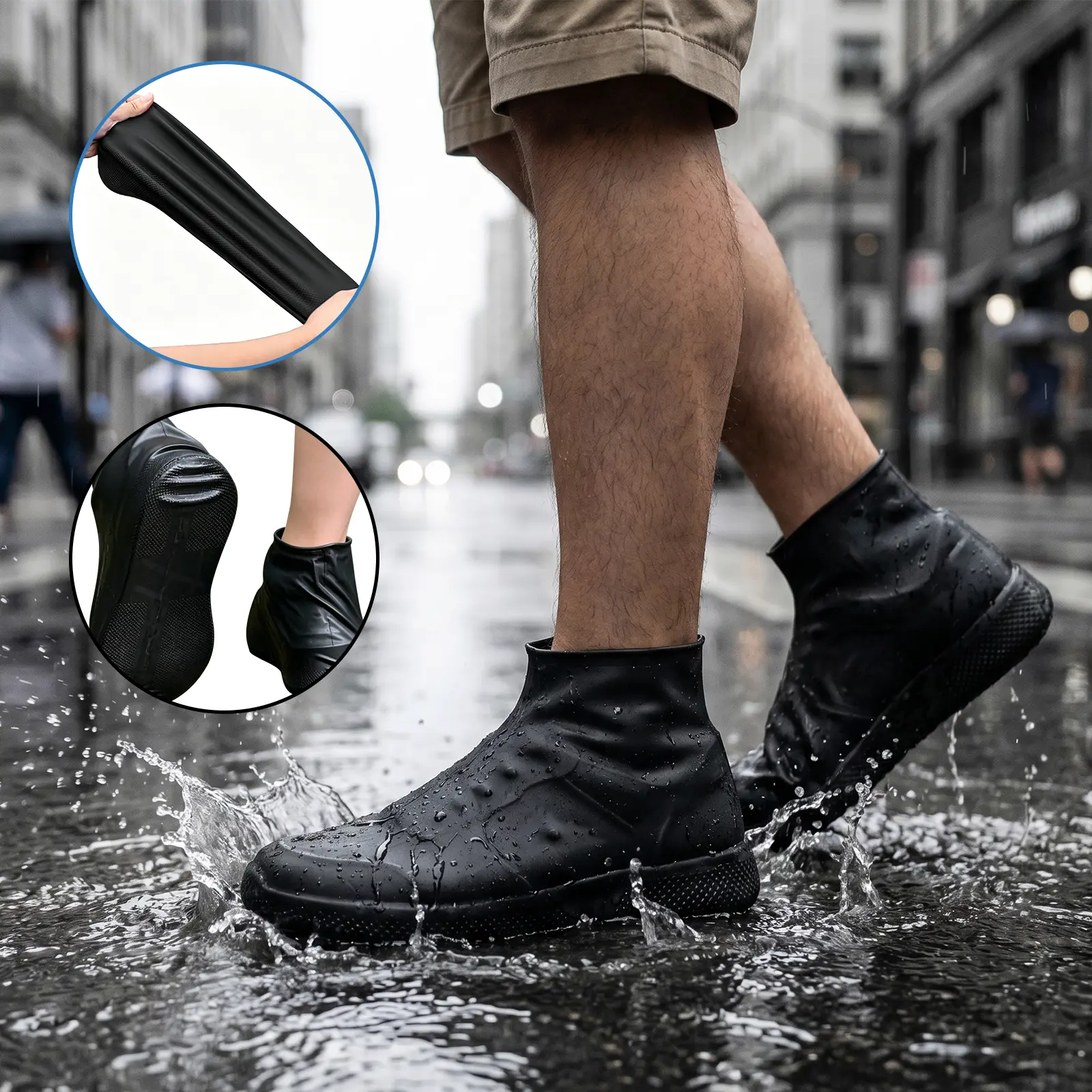 Clearance Sale!Waterproof Outdoor Rain Shoe Covers, Reusable Durable Overshoes for Rain Protection, 2-Pack Latex-Style Flexible Rain Boots for Sneakers and Casual Shoes, Perfect for Travel, Outdoor Walking, Work, and Daily Commute