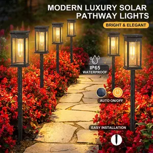 Summervibes,Elegant Solar Pathway Lights Modern Luxury | Aesthetic Easy Installation,AutoOn/Off & Waterproof | For Garden, Yard & Driveway,solaroutdoor lights,Solar Floor Lamps OutdoorLights,Decorative,Rechargeable,solar lights,lights,light