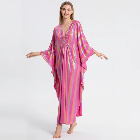 Bsubseach Women Ethnic Print Kaftan Dress ,Plus Size All Over Print  Sleeve TunicDress, Boho Casual V Neck 3/4 Sleeve TunicDress for Women, Women's Plus Cover Up,Mrs. Roper Kaftan ，bubu，mumu，Casual Womenswear Summer