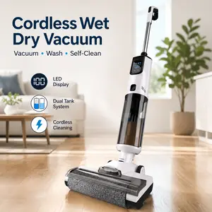 Cordless Wet Dry Vacuum Cleaner and Mop, Smart Floor Washer with Dual Tank System, LED Display, Self-Cleaning Brush Roller for Hard Floors, Home Vacuum Mop Cleaner