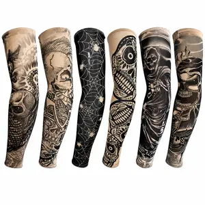 6-Pack Seamless Realistic Temporary Tattoo Arm Sleeves, Lightweight UV Protection Stretch Cooling Sports Sleeves for Men