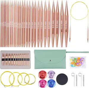 60 count Interchangeable Circular Knitting  Set with 13 Pairs  Circular Knitting  Set 3 mm to 10 mm,Lightweight and Durable for  DIY Knitting with Knitting Accessories