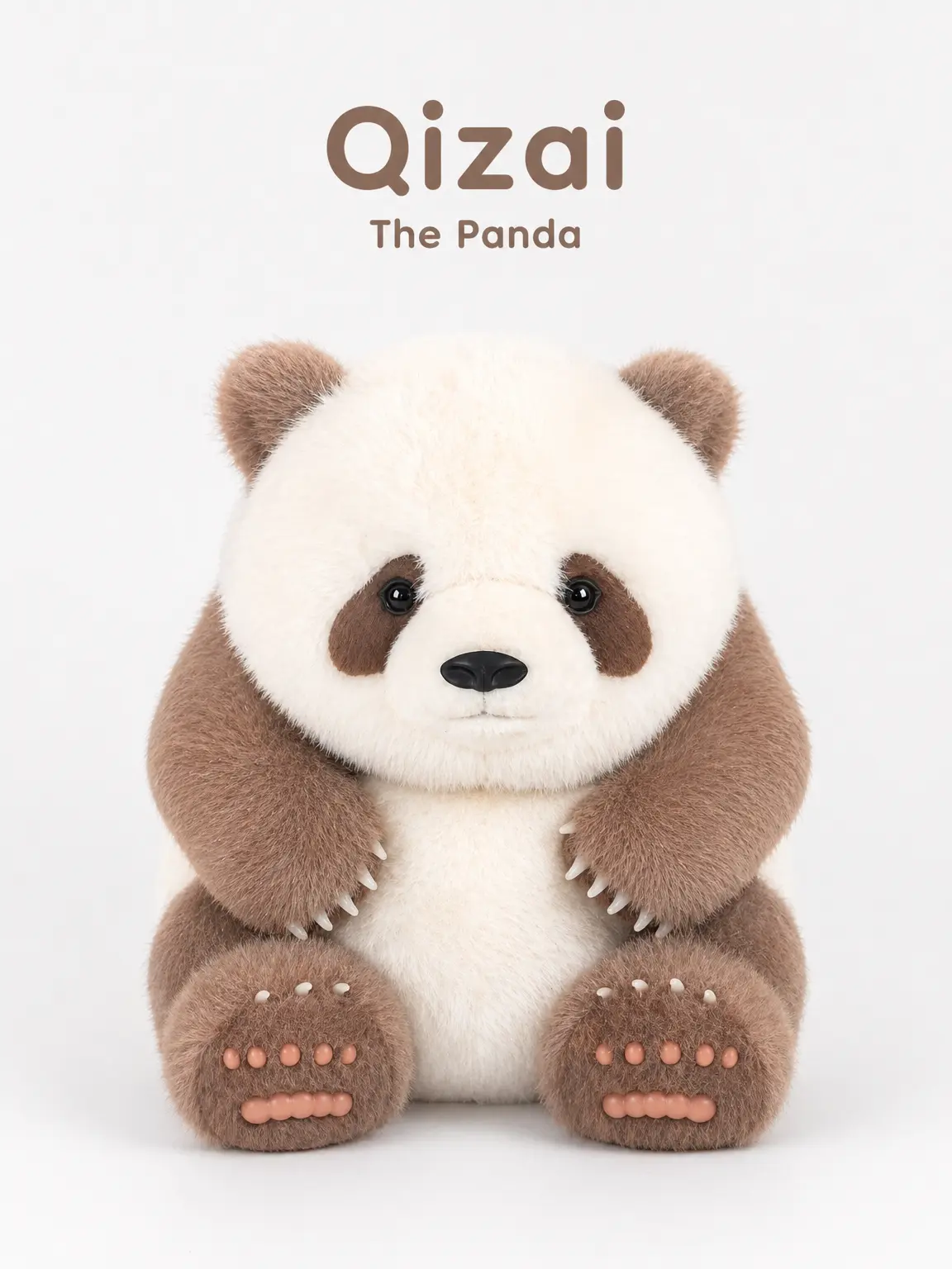 Qizai Brown Panda Plush Toy | 15 Inch Large Ultra Soft Stuffed Animal with Paw Detail | Cute Gift Plush