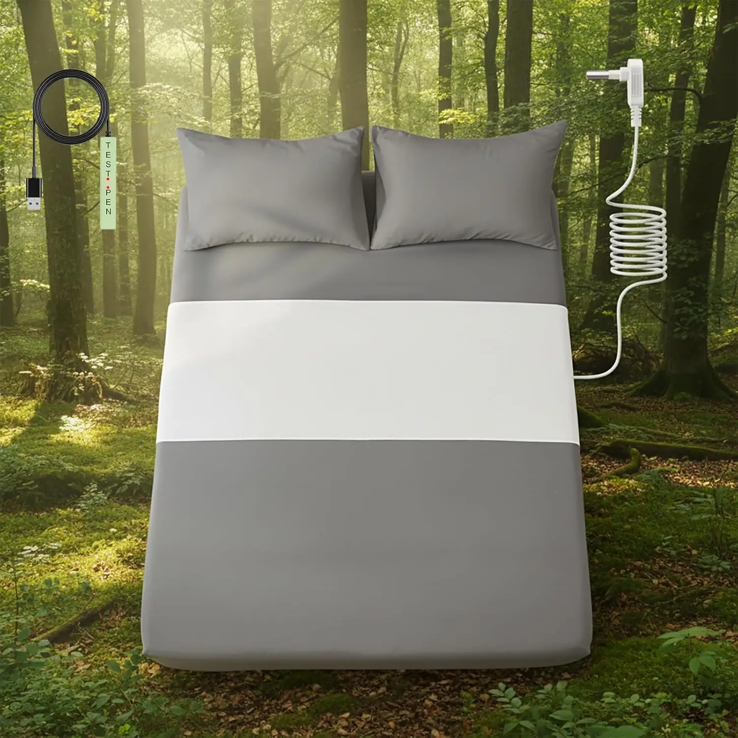 Grounding Sheets,10% Pure Silver Fiber+90% Organic Cotton,Half Grounded Fitted Sheet,One Size Fit All Bed.