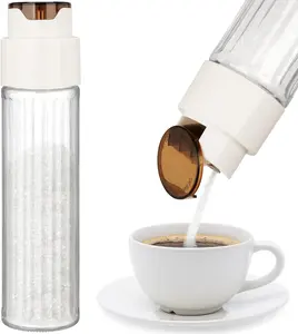 Sugar Dispenser with Automatic Pouring Switch for Home, Kitchen, Coffee Station, Large Capacity Glass Jar for Sugar, Coffee Creamer, Salt, Food-Grade Glass with Anti-Slip Ribbed Design