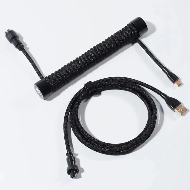 GravaStar Coiled Aviator USB Cable, Suitable Mechanical Keyboard - Black