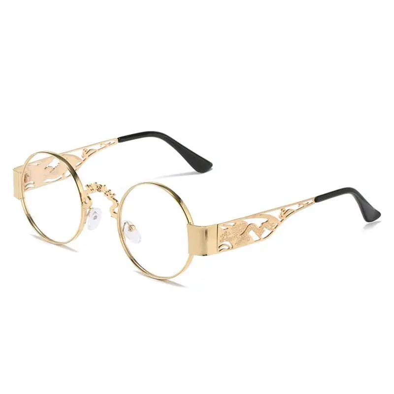Vintage Steampunk Eyeglasses (1 Pair) - Gold Metal Frame, Ornate Temples, Unisex Gold-Tipped Metallic Old-Fashioned Non-Prescription Sports Eyewear for Formal & Themed Events, Gothic Alternative Accessory, Vintage Eyeglasses, Gold-Tipped Non-Prescription