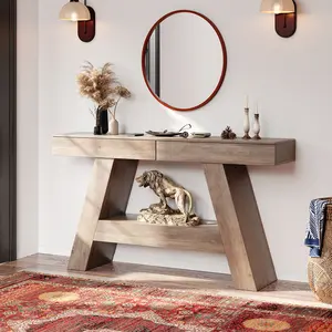 ONBRILL 55" Farmhouse Entryway Table with 2 Drawers, Narrow Console Table Behind Sofa for Hallway,Entrance,Living Room