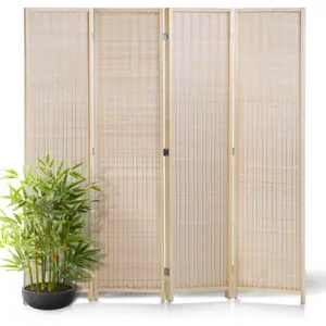 Room Divider Folding Privacy Screens 6 Ft 4&6 Panel Bamboo Portable Divider Wall Freestanding Partition Room Divider Screen for Room Separator Home Office
