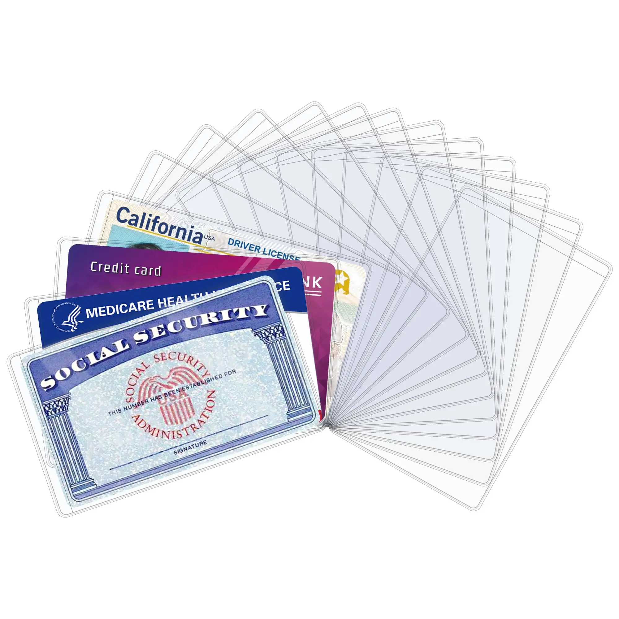 16 PCS Social Security Card Protector Sleeves,31 Mil Soft Clean Waterproof SSN/New Medicare/Credit Card Holder, Soft ID/Debit/Credit Card Covers Business Card Drivers License