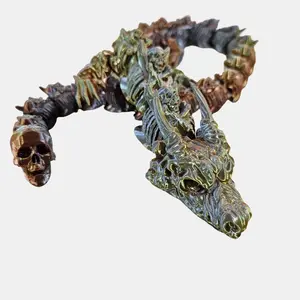 3D Printed Skull Dragon - Unique Art Toy with Intriguing Skull Design, 26 Inch Length, Fantasy Collection Accessory Decor