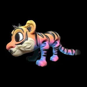 Tie Dye Tiger Articulating Sculpture 3D Print