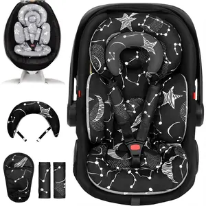 Baby Car Safety Seat Insert Removable Cushion for Premature to Toddlers Reversible Newborn Head Body Support Fits Strollers Rocking Chairs Bouncers Black Star
