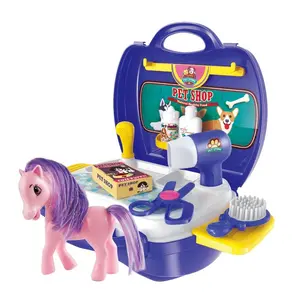 212 MAIN Portable Pet Pony Suitcase Carry On - 16-Piece Small Animal Toy Kit, Travel-Friendly, Safe Edges, Aged 3+