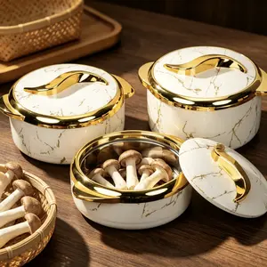 3-Piece Marble-Designed Insulated Tableware Bowls Light Luxury Modern Style Eco-Friendly Durable Easy to Clean for Parties and Family Gatherings