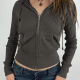 【Black Friday】Women's Plain Pocket Drawstring Zip Up Hoodie, Casual Long Sleeve Hooded Sweatshirt, Women's Clothing for Daily Wear, Tops