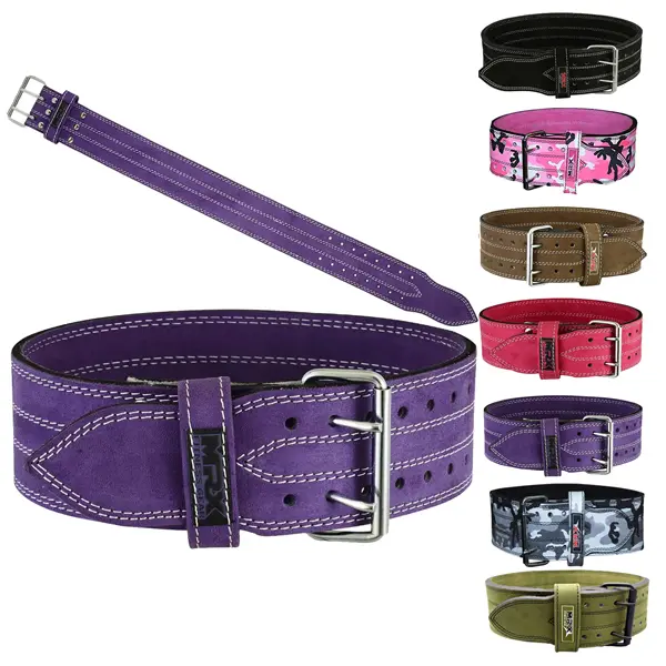 MRX Power Leather Weightlifting Belt - 4" Wide Supporting Belt for Men & Women, Gym Training Equipment, Pink, Purple, Supporting Belts