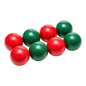 Bocce Ball Set, 107mm, with 8 Resin Balls, Pallino, Carrying Bag and Measuring Rope, Red and Green 2 Colors, for 2 to 8 Players, Bocce Ball Game Set for Beach, Lawn, Family Backyard, Outdoor