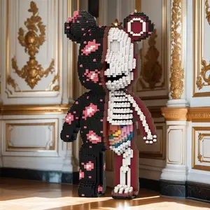 5818 Piece Skull Bear Building Block Model, Building Blocks Model, Creative Animal Decoration, Room Ornament, Birthday Halloween Valentine Christmas Gift