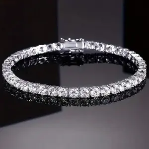 NTRJME Unisex Moissanite Tennis Bracelet - VVS1 Sparkling Synthetic Stones (2-6mm)|   6-8.5" Hypoallergenic Eco-Friendly Fine Jewelry for Men & Women - Ideal Gift for Wedding/Birthday/Anniversary