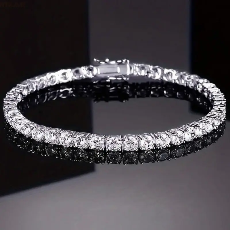 Unisex Moissanite Tennis Bracelet - VVS1 Sparkling Synthetic Stones (2-6mm) |       6-8.5" Hypoallergenic Eco-ly Fine Jewelry for Men & Women - Ideal Gift for Wedding/Birthday/Anniveary