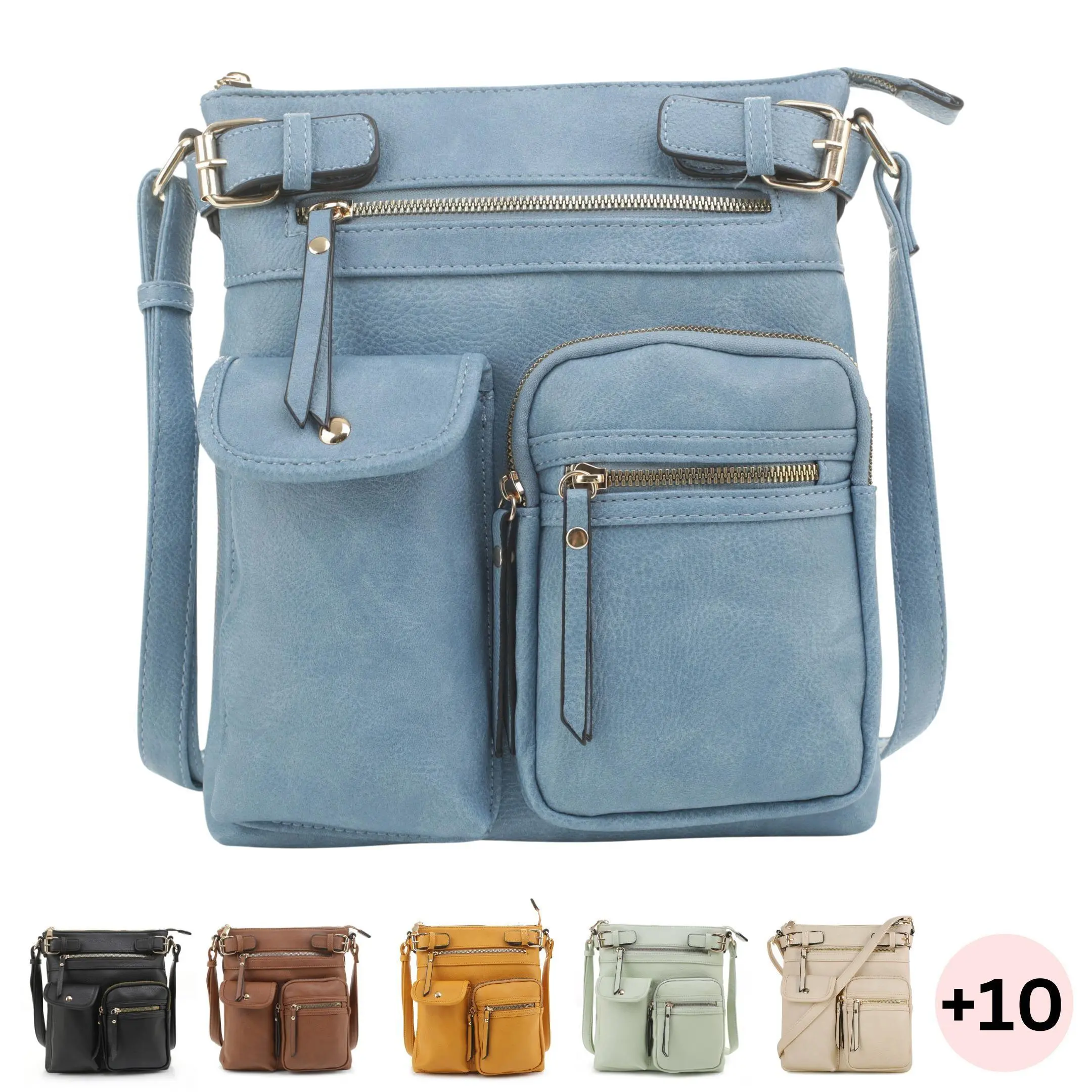 SG SUGU Katie Medium Multi Pocket Crossbody Bag with Plus Size Friendly Adjustable Strap