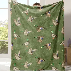 Duck Flannel Blanket, Soft Warm Sofa Bed Throw, Cozy Throw Blanket, Lightweight Travel Camping Office Chair Cover, Home Gift Idea, Blankets for Sofa