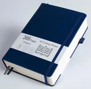 Thick College Ruled Notebook with 366 Numbered Pages, A5 Journals for Writing with 100GSM Lined Paper, Hardcover Leather Notebooks for Women Men School Note Taking Office Work Diary, 5.7"x8.3"