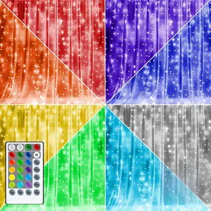 Window Curtain Fairy Lights, 300 LED RGB Color Changing Copper Fairy Lights with Remote, 4 Lighting Modes USB Powered Icicle Lights for Indoor Outdoor Wedding Party Xmas Decor