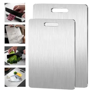 2-Pack Stainless Steel Cutting Boards, Dual-Sided Design, Ideal for Meat and Vegetables, Kitchen Anti-Mold Chopping Board, Commercial Use