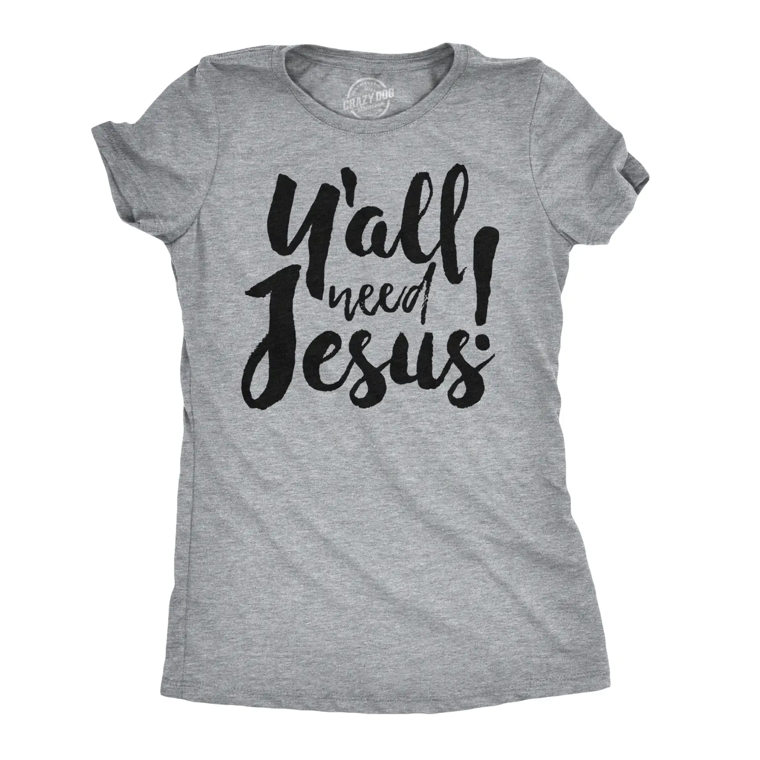 Womens Y'all Need Jesus Funny Religious Faith Christian Church Saying Jesus Cool Funny Womens T Shirts Cute Vintage Fashion Casual Ladies T-Shirt Gift Easter Tops for Women Funny Religious Top Women's Novelty Light Grey