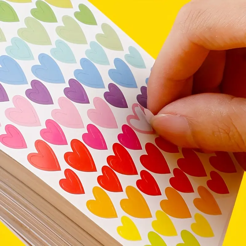 10 sheets Heart Stickers Set, DIY Handbag Stickers, Colorful Coding Labels, Blank Heart Point Stickers, Decorative Adhesive Paper, Decal Sticker, Adhesive Decals