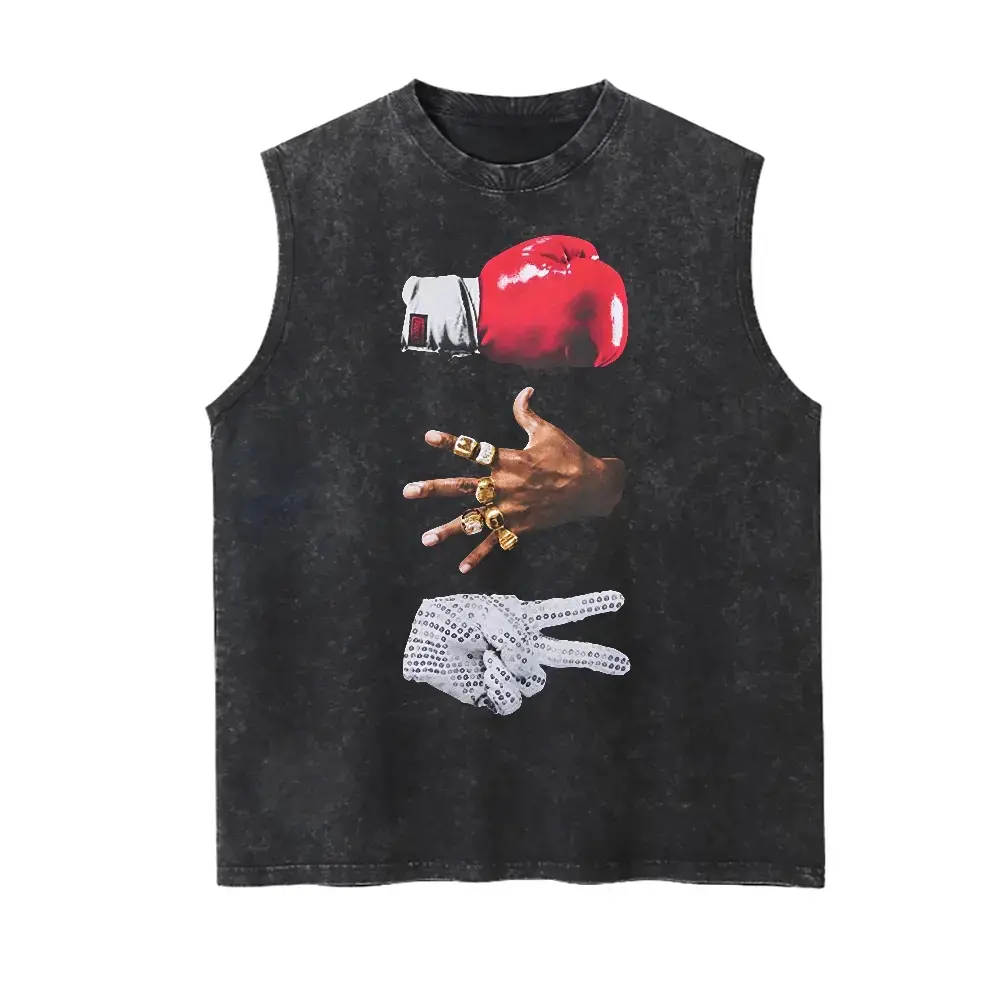 Vintage Washed Boxing Graphic Tank Top | Men's Heavyweight Cotton Distressed Muscle Tee | Y2K Streetwear & Casual Gym Pump Cover