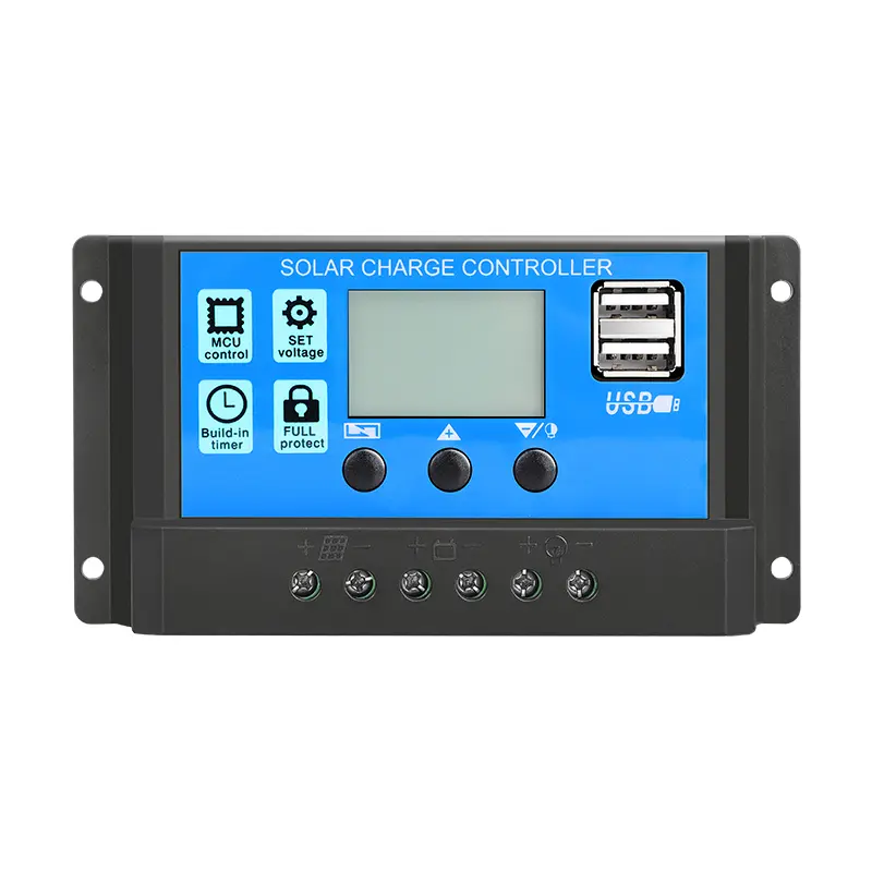 2pcs 30A Lead Solar Charge Controller, 12V-24V Intelligent Solar Panel Regulator for Home, Commercial, Industrial Use, 5V Dual USB Adapter, LCD Display, Adjustable Parameters, Timer On/Off Functionality