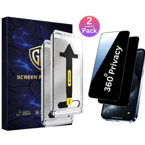 2 Pack Privacy Screen Protector for iPhone Anti-spy Tempered Glass HD 360° Privacy Compatible with iPhone 17 16