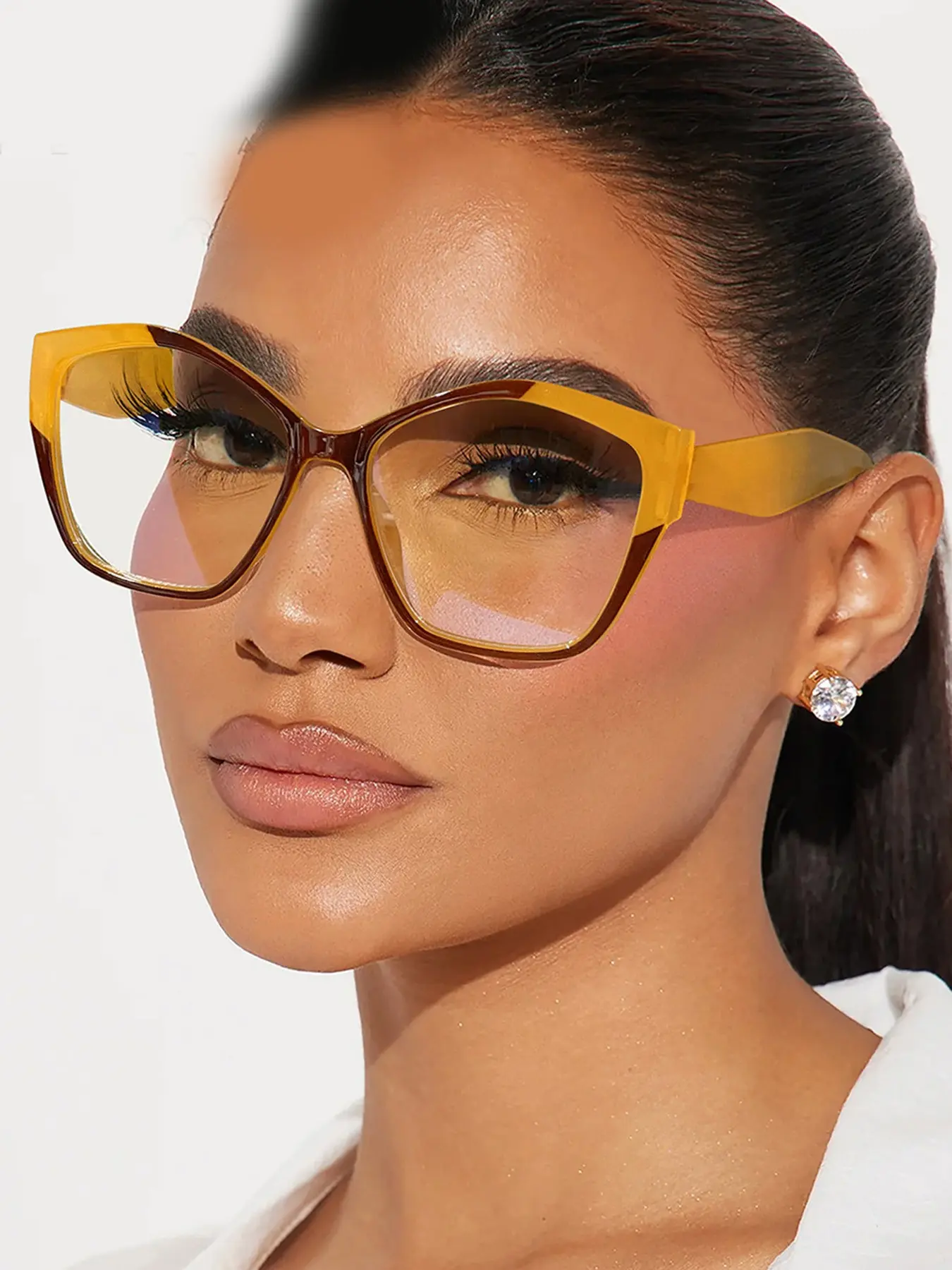 Unisex Geometric Acrylic Frame Glasses, Boho Style Decorative Lenses, Non-Color Changing, All Seasons Daily Use, Work & Fashion Accessory, Square Frame Glasses