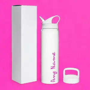 Island Style Personalized Water Bottle with Straw - Stainless Steel Drinkware Cup Lid Mug Flasks Insulation