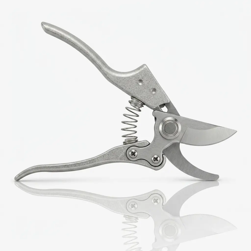8-Inch Bypass Garden Pruners - Made in Japan Premium Metal Nursery Tool, Ergonomic Handle, High-Response Mechanical Spring, Industrial Silver Gardening Secateurs