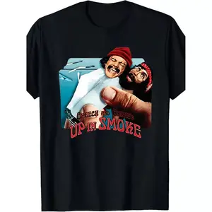 Cheech & Chong Men's Short Sleeve Graphic T-Shirt - Vintage "Up in Smoke" Movie Design, Soft Breathable Fabric, Machine Washable Casual Tee for Adults, Black Golf Gift T-Shirt For Men and Women