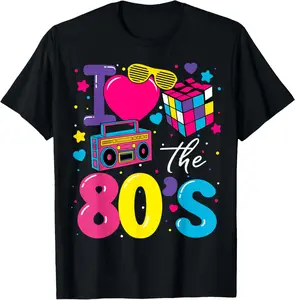 100% cotton Unisex I Love The 80s 80's Party Retro Men Women T-Shirt