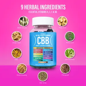 CBB Gummies Women's Support Supplement Berry Flavored - 60 Gummies (1 Month Supply) - Vitamins A, C, E & B6 - Vegan Gluten Free Soy Free