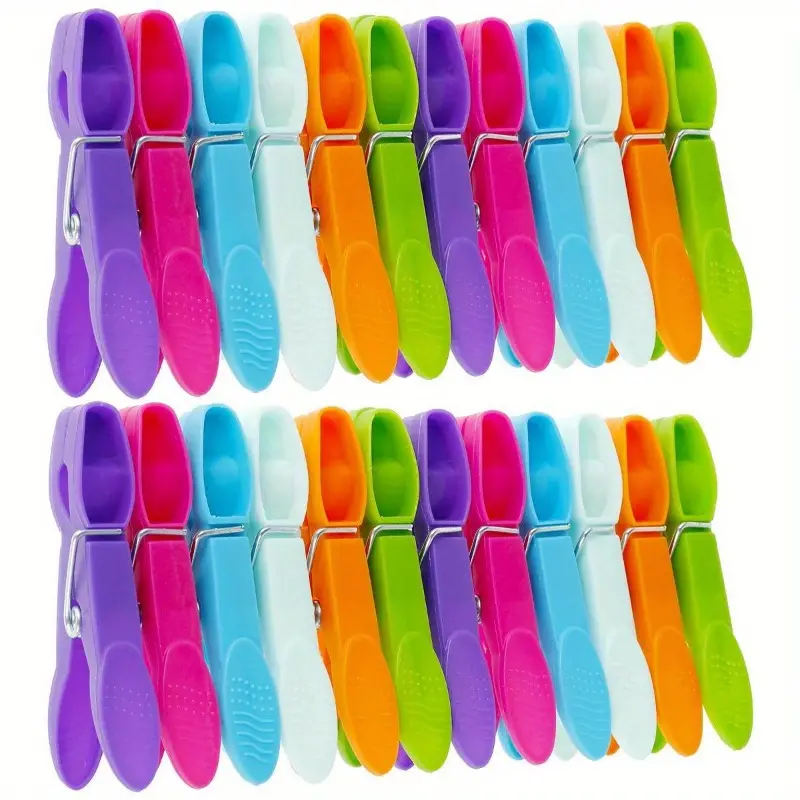 24Pcs Clothes Pegs for Washing Line Strong Grip Washing Pegs Clothespin Soft Plastic Clothes Clips Home Laundry Pegs Windproof Hanging Clothes Hanger Clips