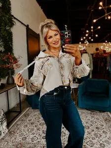 Balloon Sleeve Flower Jacket