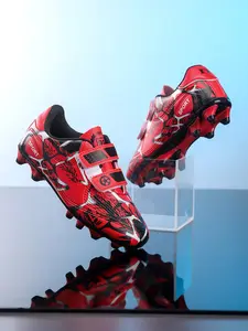 Sporty Football Shoes, Soccer Cleats, Football Field Boots, Safe Comfortable Fashion Magic Tape Long Studs, Medium Width, Rubber Sole, All Seasons